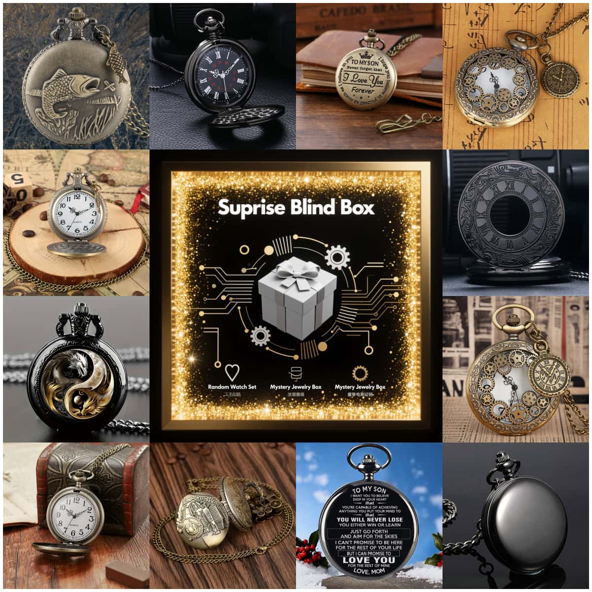 Mens Fashion Watch - 1개 서프라이즈 미스터리 시계 블라인드 박스-패션