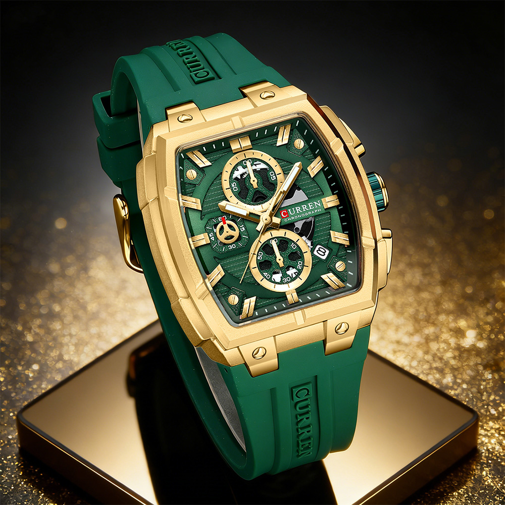Mens Fashion Watch - CURREN 남성용 럭셔리 빈티지 시계, 실리콘
