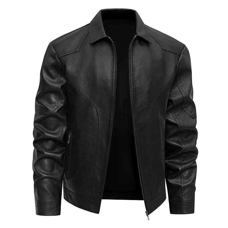 Mens Fashion Bomber Jacket - 남성 가을 겨울 코트 PU 가죽