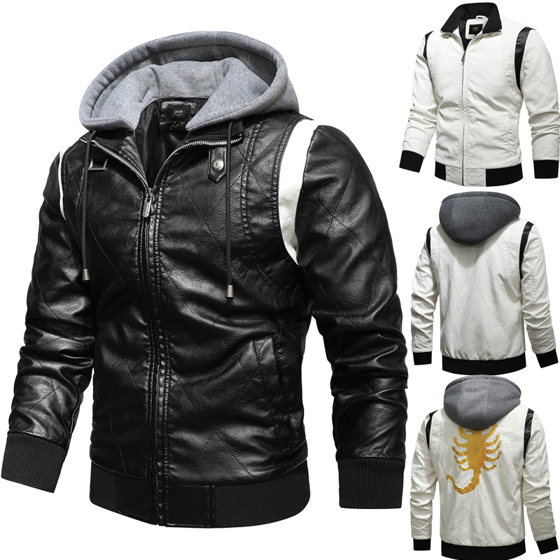 Mens Fashion Bomber Jacket - 가을 겨울 폭격기 가죽 자켓 남자