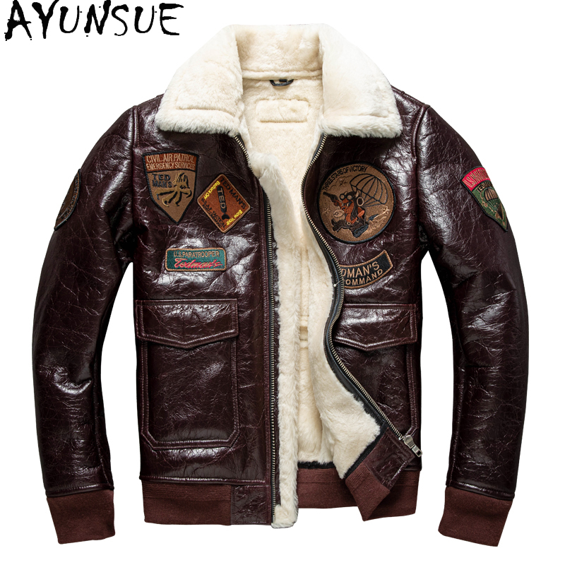 Mens Fashion Bomber Jacket - AYUNSUE 남성용 가죽 재킷, 두꺼운 봄버