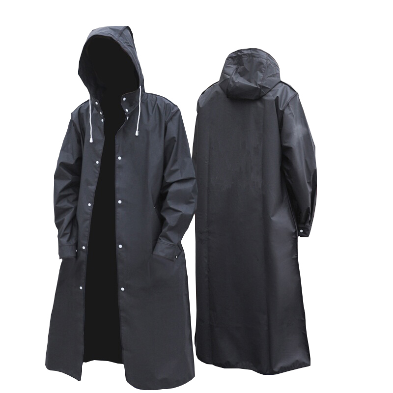 Mens Fashion Poncho - 블랙 패션 성인 방수 긴 비옷