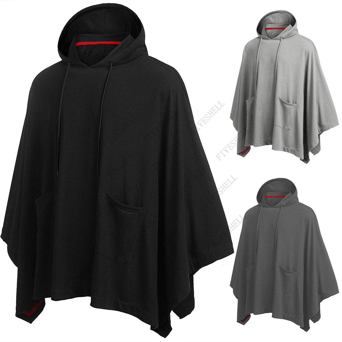 Mens Fashion Poncho - 남녀공용 캐주얼 후드 판초 케이프 망토,