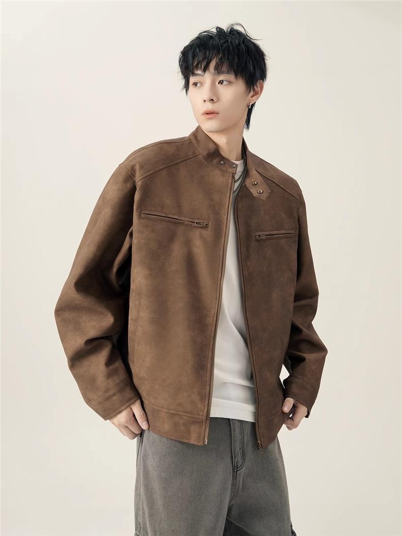 남성용 아메리칸 레트로 브라운 가죽 재킷 남성 오토바이 - Mens Fashion Bomber Jacket 리뷰 및 가격
