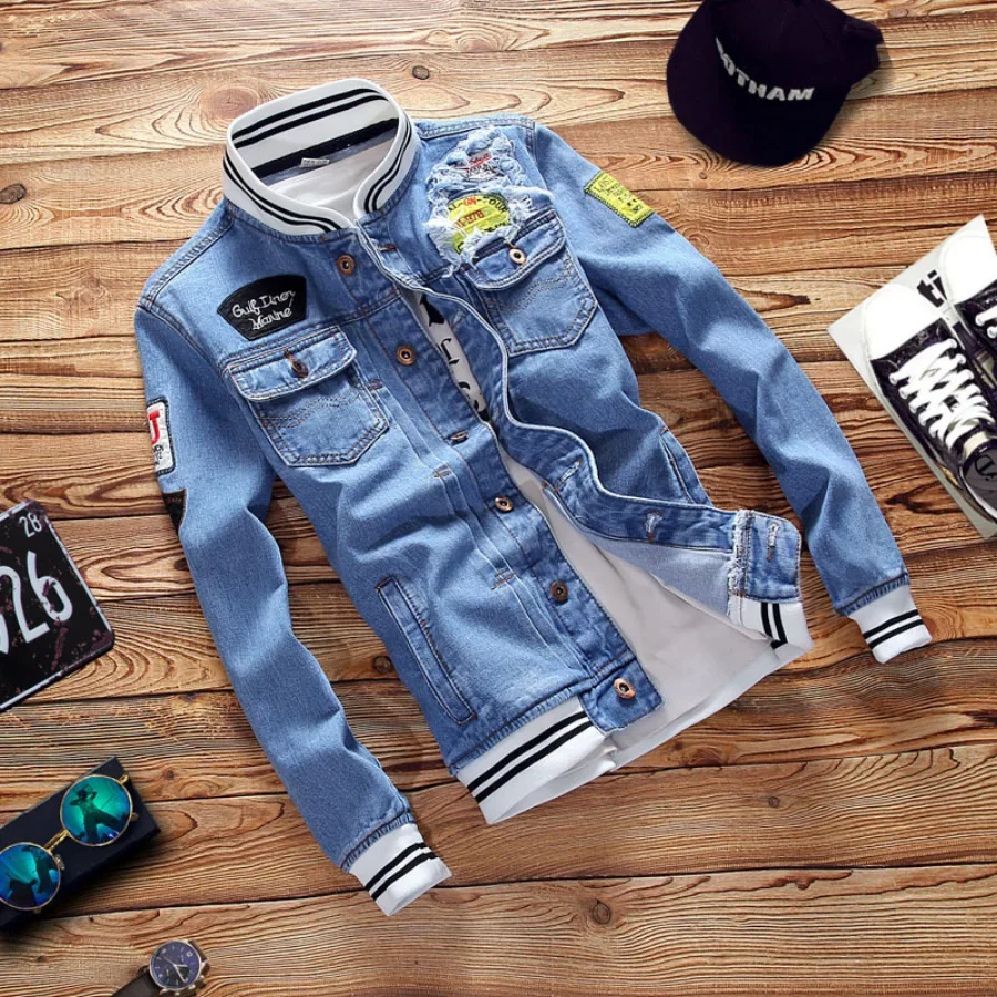 신상품 2026 남성 데님 재킷 패션 남성 트렌디 찢어 - Mens Fashion Bomber Jacket 리뷰 및 가격