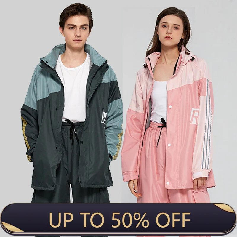 성인용 분리형 레인코트 세트 패션 방수 오토바이 레인코 - Mens Fashion Poncho 리뷰 및 가격