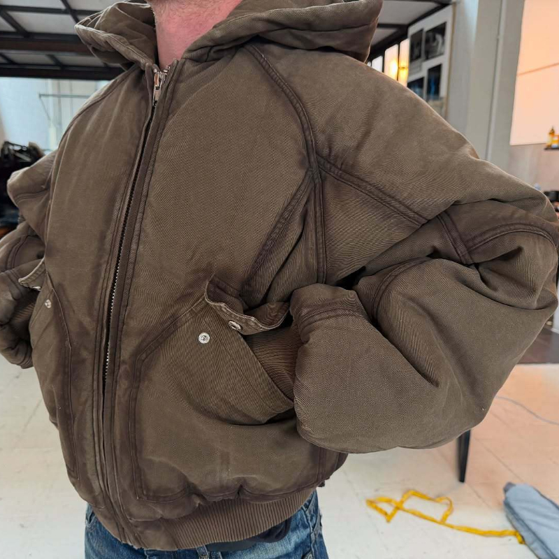 남성 대형 세척 캔버스 후드 폭격기 재킷 두꺼운 퀼트  - Mens Fashion Bomber Jacket 리뷰 및 가격