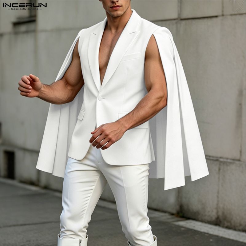 INCERUN 남성용 불규칙 블레이저 솔리드 컬러 망토 - Mens Fashion Poncho 리뷰 및 가격