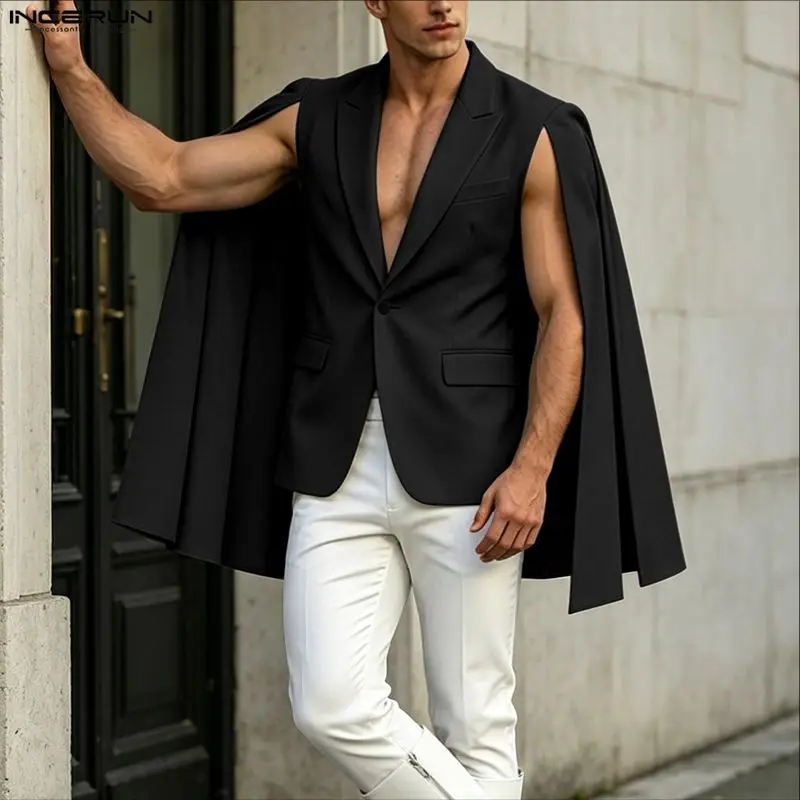 INCERUN 남성용 불규칙 블레이저 솔리드 컬러 망토 - Mens Fashion Poncho 리뷰 및 가격