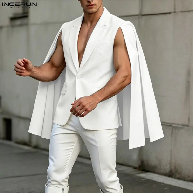 INCERUN 남성용 불규칙 블레이저 솔리드 컬러 망토 - Mens Fashion Poncho 리뷰 및 가격