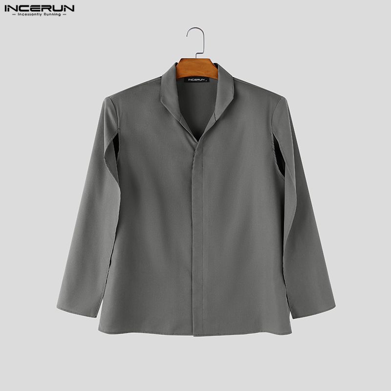 INCERUN 남성 셔츠 솔리드 컬러 스탠드 칼라 캐주 - Mens Fashion Poncho 리뷰 및 가격
