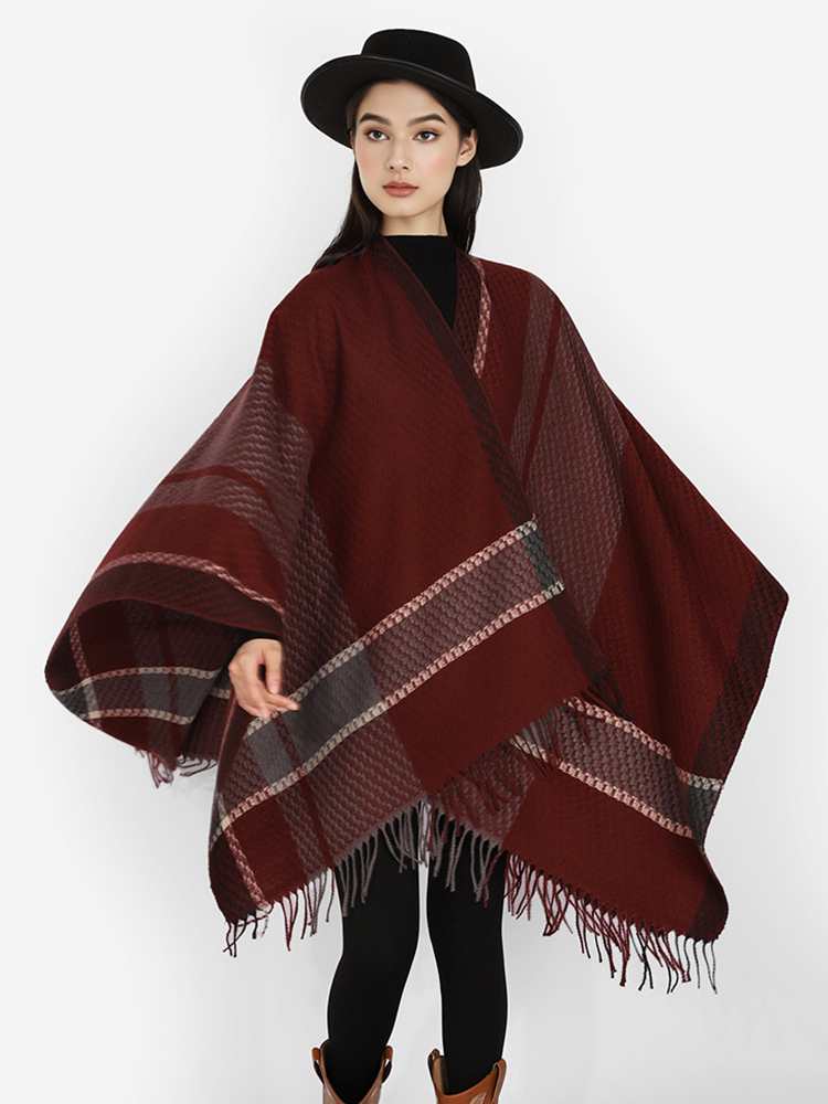 겨울 여성 남성 스카프 레이어드 판초 우아한 레트로 스 - Mens Fashion Poncho 리뷰 및 가격