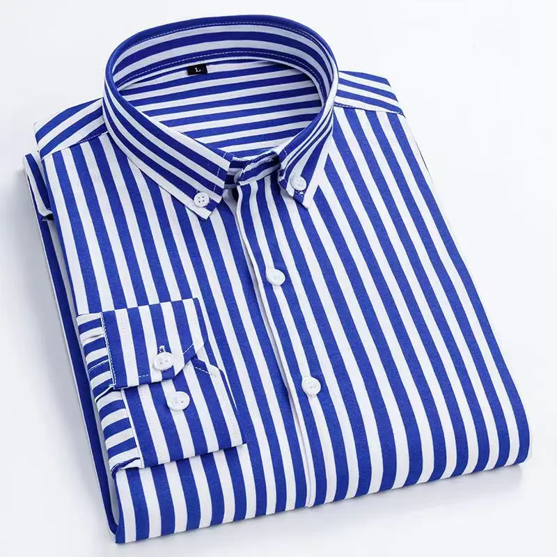 남성용 스트라이프 셔츠 긴 소매 셔츠 블루 캐주얼 비즈 - Dress Shirt Non-Iron 리뷰 및 가격