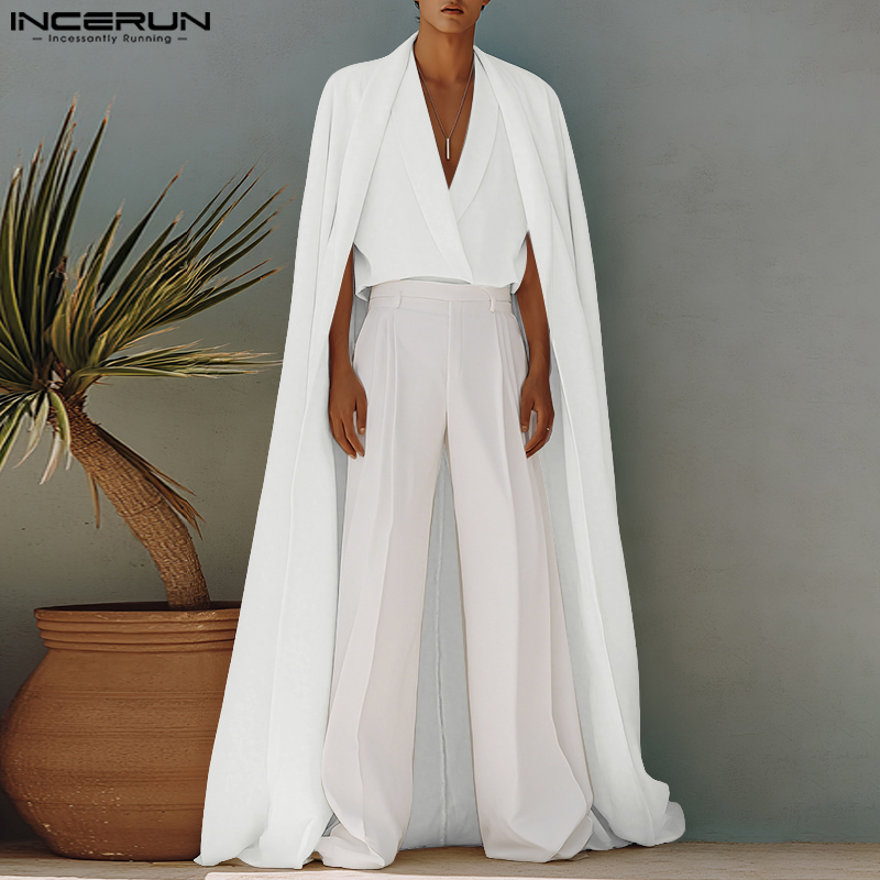 INCERUN 남성 롱 스타일 셔츠 솔리드 컬러 페이크 - Mens Fashion Poncho 리뷰 및 가격