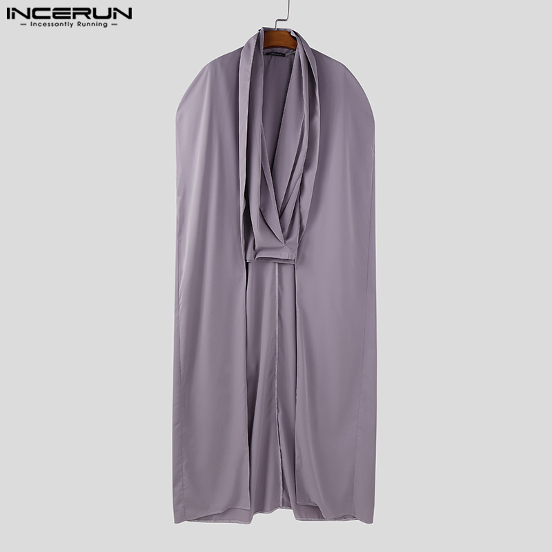 INCERUN 남성 롱 스타일 셔츠 솔리드 컬러 페이크 - Mens Fashion Poncho 리뷰 및 가격