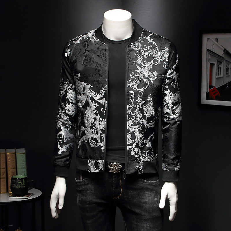 페이즐리 패턴 꽃 자켓 남자 2020 봄 레트로 슬림  - Mens Fashion Bomber Jacket 리뷰 및 가격