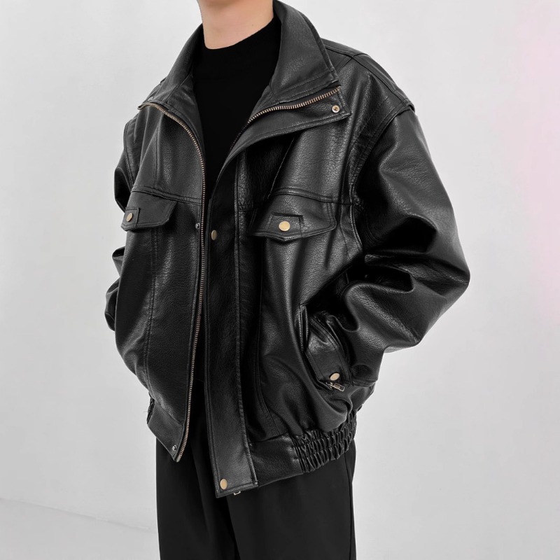 아메리칸 빈티지 인조 가죽 재킷 남성용 스탠드 칼라 오 - Mens Fashion Bomber Jacket 리뷰 및 가격
