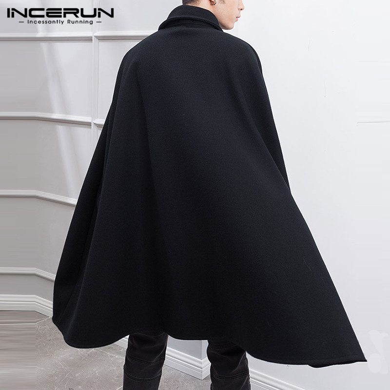 패션 남성 망토 코트 옷깃 솔리드 컬러 원 버튼 케이프 - Mens Fashion Poncho 리뷰 및 가격