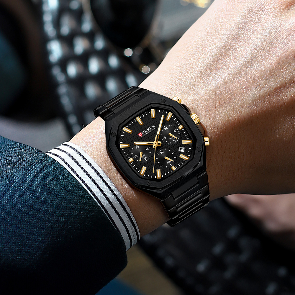 CURREN 남성용 럭셔리 스퀘어 크로노 시계 클래식  - Mens Fashion Watch 리뷰 및 가격