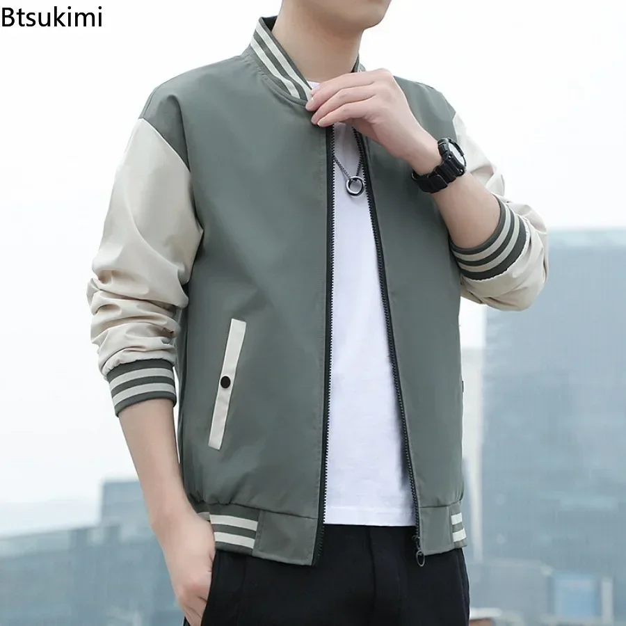 남성용 봄 가을 야구 재킷 패션 패치워크 스탠드 칼라  - Mens Fashion Bomber Jacket 리뷰 및 가격