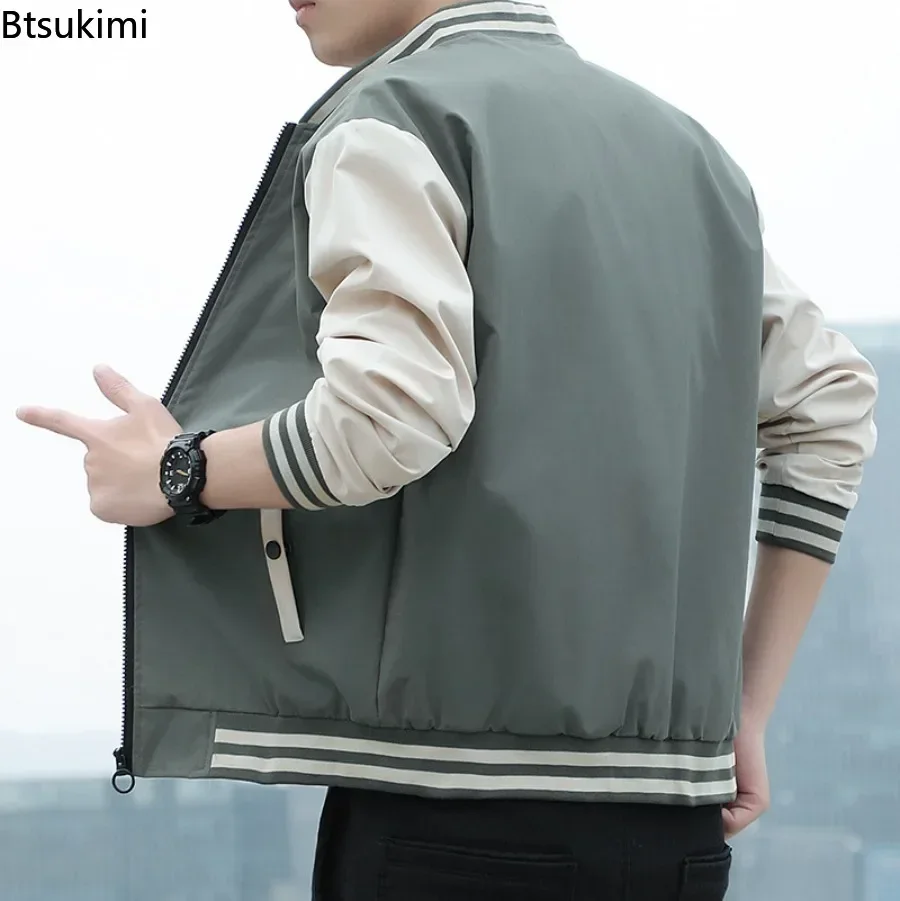 남성용 봄 가을 야구 재킷 패션 패치워크 스탠드 칼라  - Mens Fashion Bomber Jacket 리뷰 및 가격