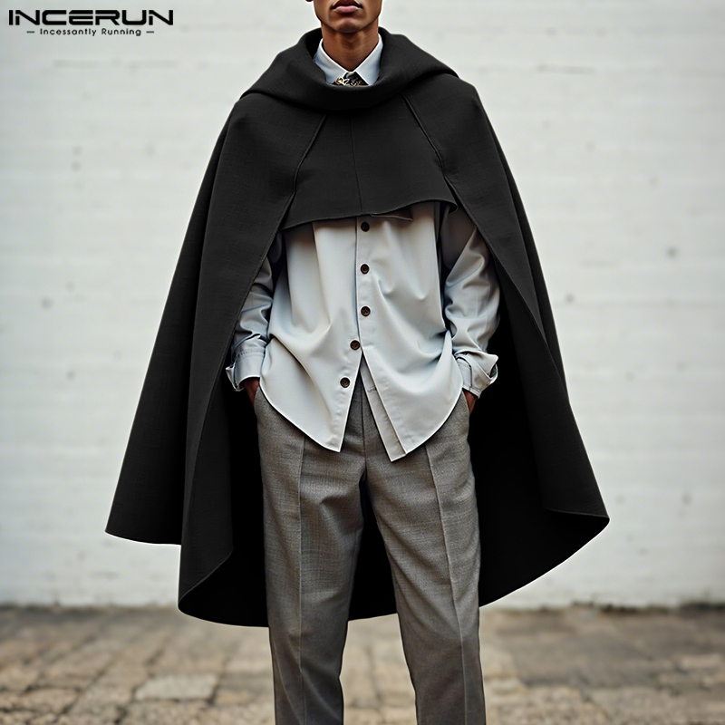 INCERUN 남성 망토 케이프 단색 루즈 캐주얼 남성 - Mens Fashion Poncho 리뷰 및 가격