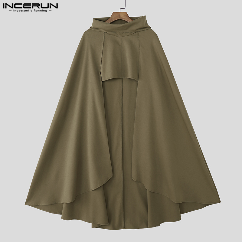 INCERUN 남성 망토 케이프 단색 루즈 캐주얼 남성 - Mens Fashion Poncho 리뷰 및 가격
